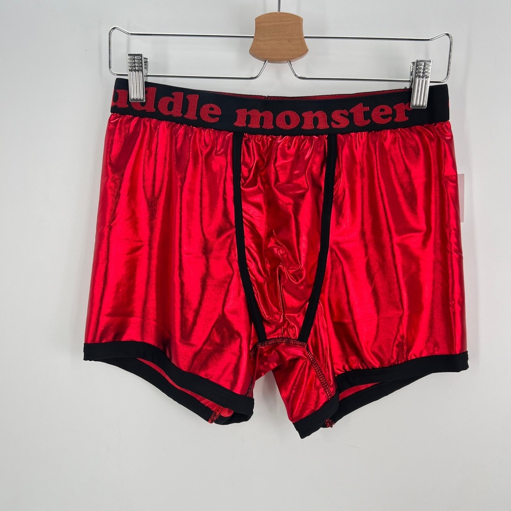 Mad Engine Cuddle Monster Mens L Metallic Red Boxer Briefs Shiny Rave Costume